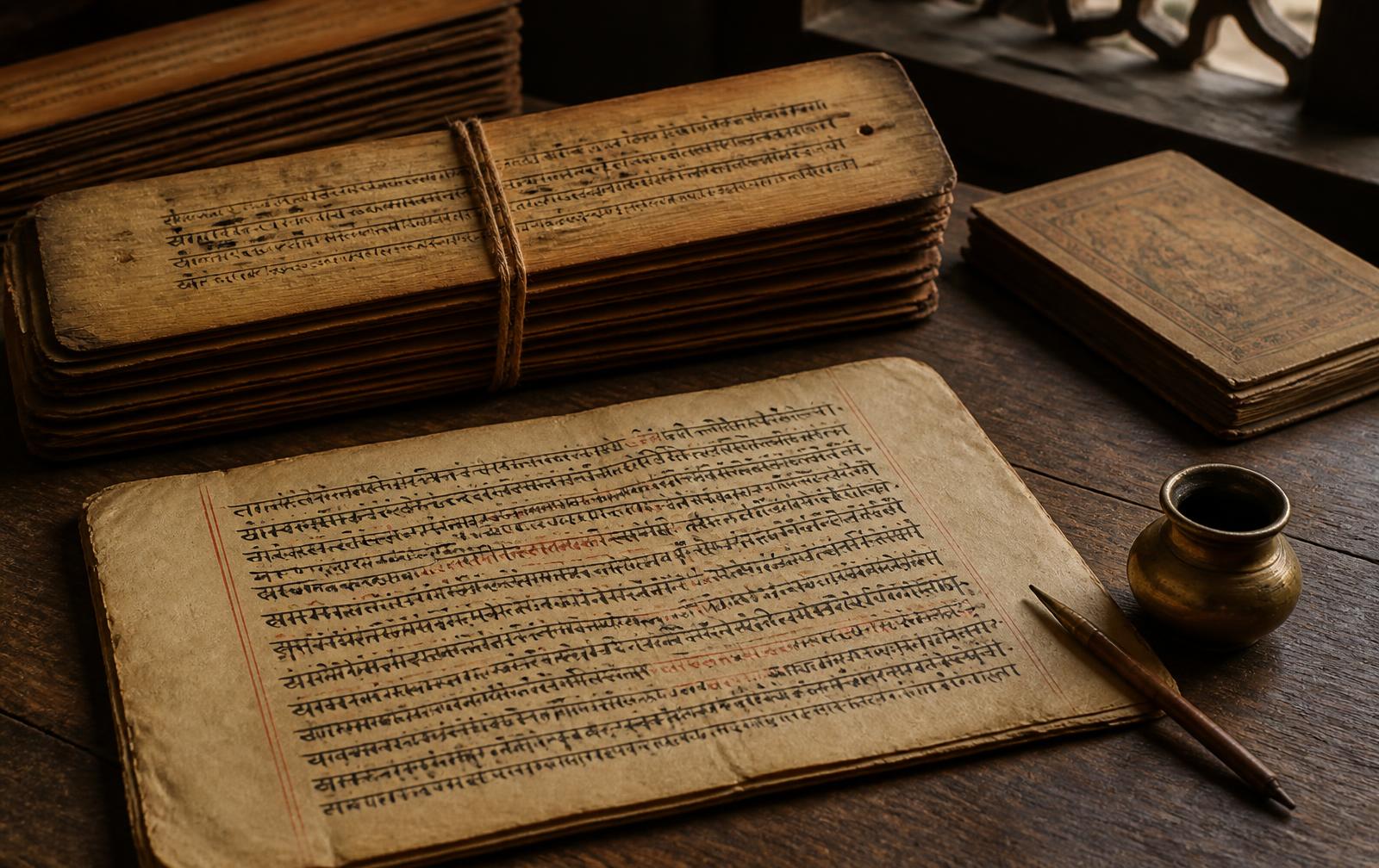 Sanskrit manuscripts used in the workshop